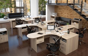 Офисный комплект мебели SIMPLE с эргономичными столами и шкафом в Южно-Сахалинске - предосмотр 2